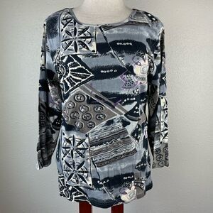 NWT Passports Sequin Three Quarter Sleeve T-Shirt Size M